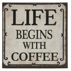 Magneet "Life begins with coffee" - 7 cm