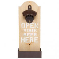 Ouvre-bouteilles / Plaque décorative "Open beer here" - 25 cm