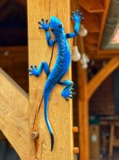 Metal gecko - blue - 44 cm