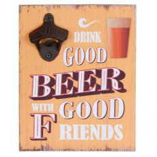 Bottle-opener / Quote board "Beer & Friends" - 23 cm